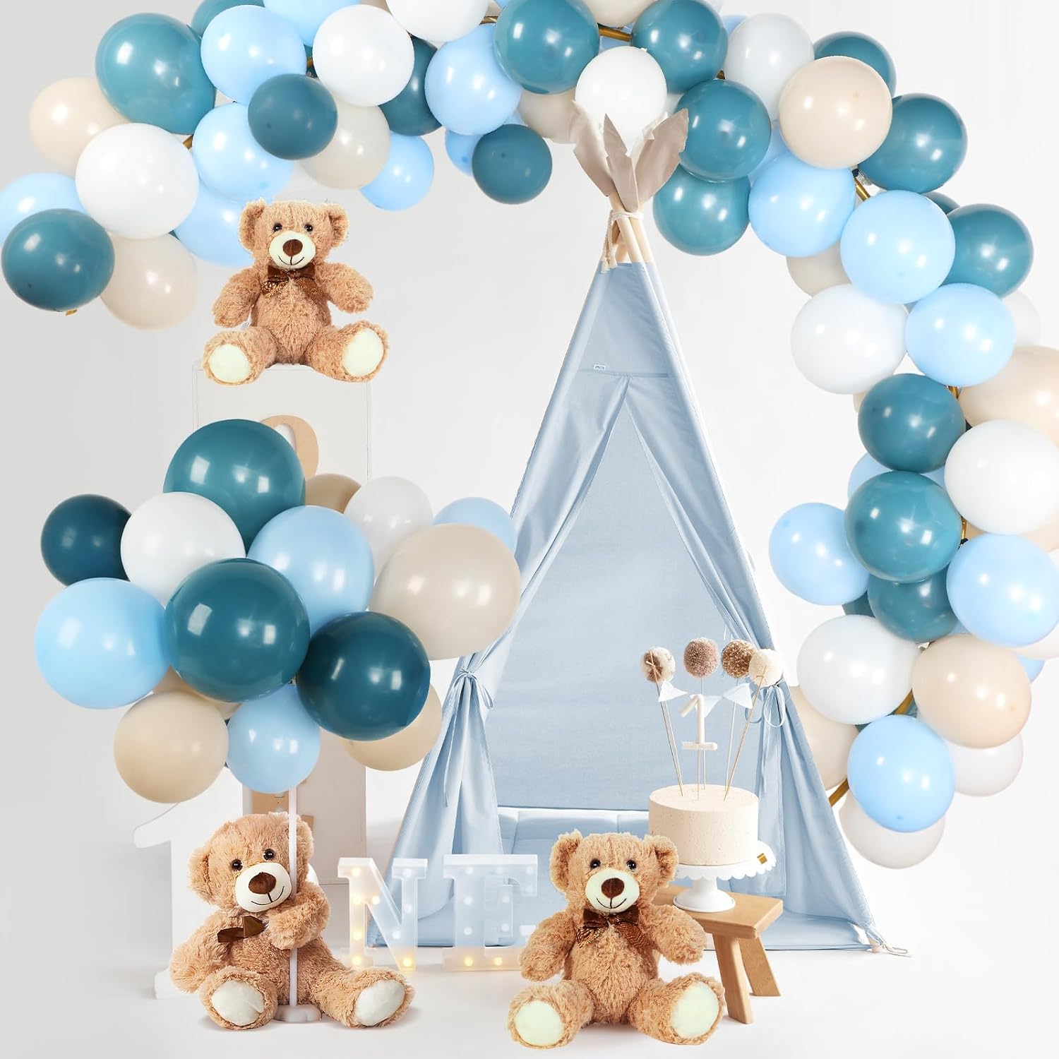 Color White and Pink Meooeck 185 Pcs Bear Baby Shower Party Decorations Table Centerpieces 5 Pcs 13. 5'' Gender Reveal Bears 180 Balloons Kit Baby Shower Table Decor for Birthday Wedding
